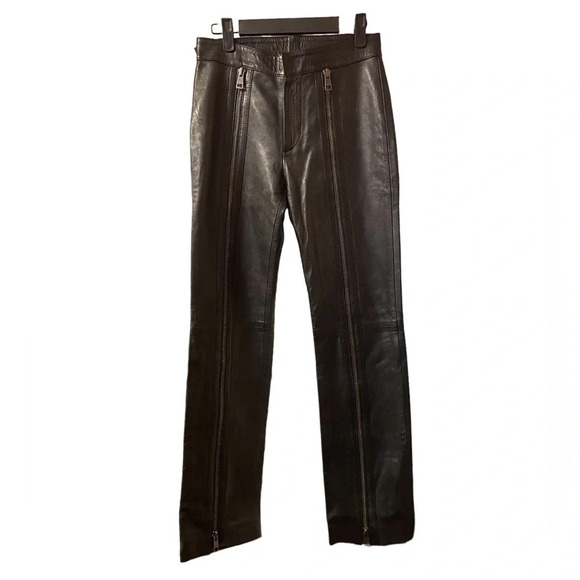 TOM FORD FOR GUCCI VINTAGE LEATHER ZIPPER LEG PANTS - Picture 1 of 9